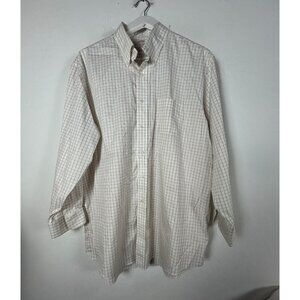 Brooks Brothers Madison Mens White Grid Check Button-Down Dress Shirt Size17-33